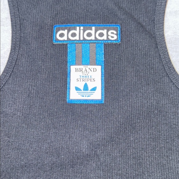 Adidas Black and Blue Logo Crop Racerback Top - Picture 7 of 10